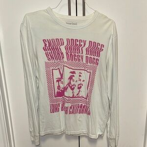 American Eagle Outfitters White Long Sleeve Tee with Pink Snoop Dogg Graphic